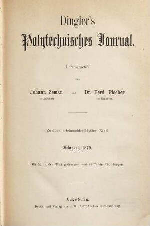 Dingler's polytechnisches Journal, 230. 1879 = 5. Reihe Bd. 30