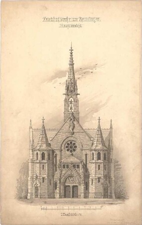 Dolmetsch, Heinrich; Reutlingen; Katharinenkirche - Westseite (Ansicht)