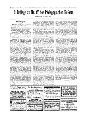 Mitteilungen : 2. Beilage zu Nr. 17 der Pädagogischen Reform
