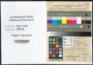 Entnazifizierung Hermann Pieper , geb. 30.07.1912 (Bergrat)