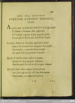 Del Sig. Dottore Fernand Antonio Ghedini, Bolognese
