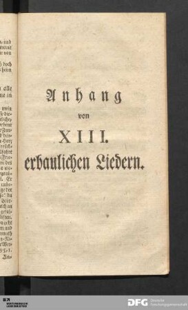 Anhang von XIII. erbaulichen Liedern.