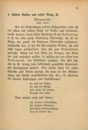 4. Unsere Kultur und unser Krieg. II.