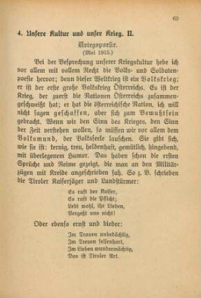 4. Unsere Kultur und unser Krieg. II.