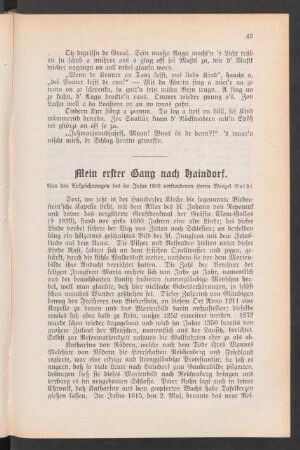Mein erster Gang nach Haindorf