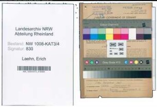 Entnazifizierung Erich Laehn , geb. 31.07.1911 (Maler)