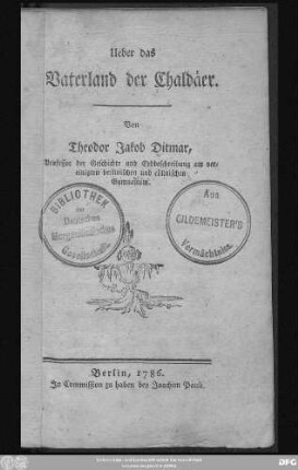 Ueber das Vaterland der Chaldäer