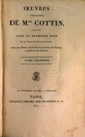 Oeuvres complètes de Mme. Cottin : publiées pour la premiere fois en un seul corps d'ouvrage ; avec une notice sur la vie et sur les écrits de l'auteur, 2. Amélie Mansfield