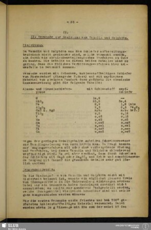 Anhang II. Versuche zur Gewinnung von Vanadin und Molybdän