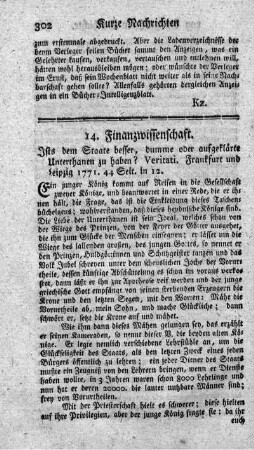 14. Finanzwissenschaft.