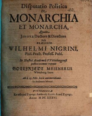 Disputatio politica de monarchia et monarcha