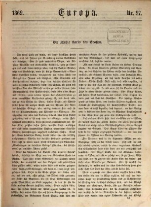 Europa : Chronik der gebildeten Welt. 1862,2, 1862,[2]