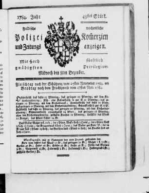 49tes Stück., Ausgabe vom 8. Dezember 1784