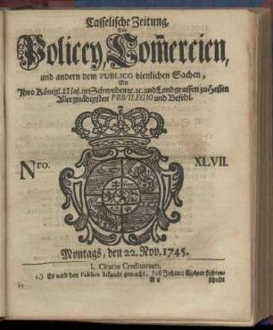 Nro. XLVII, Montags, den 22. Nov. 1745