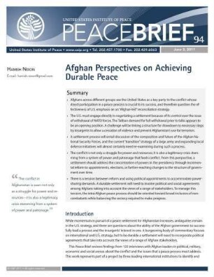 Afghan perspectives on achieving durable peace