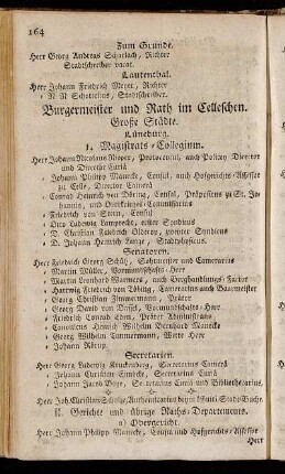 Burgermeister und Rath im Celleschen. - Sämmtliche Reformirte Prediger.