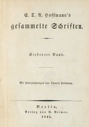 Bd. 7: Fantasiestücke in Callot's Manier : Blätter aus dem Tagebuche eines reisenden Enthusiasten. Mit einer Vorrede von Jean Paul ; [Zwei Theile]