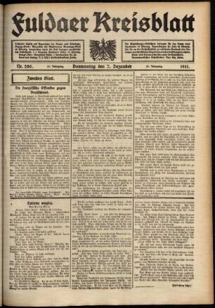 Zweite Ausgabe vom Donnerstag, den 07. Dezember 1911.