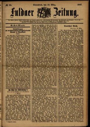 Ausgabe vom Samstag, den 19. März 1887.
