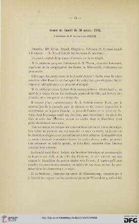 Séance du Comité du 30 octobre 1876