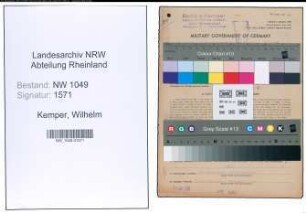 Entnazifizierung Wilhelm Kemper , geb. 22.11.1888 (Fabrikant)