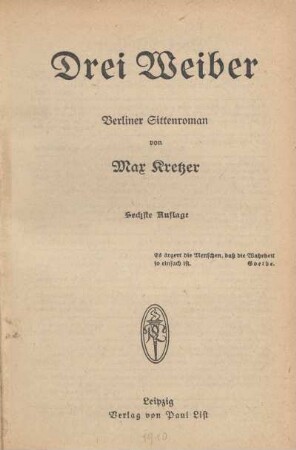 Drei Weiber : Berliner Sittenroman