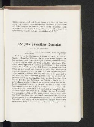 200 Jahre humanistisches Gymnasium