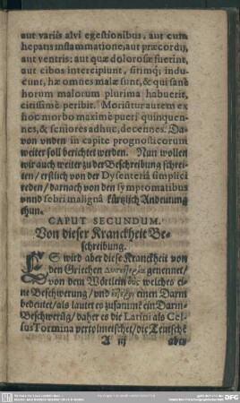 Caput Secundum. Von dieser Kranckheit Beschreibung