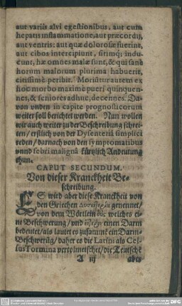 Caput Secundum. Von dieser Kranckheit Beschreibung