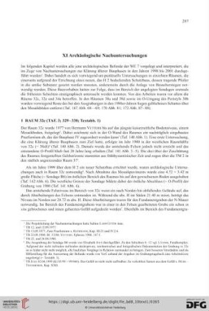 XI Archäologische Nachuntersuchungen