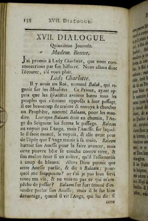 XVII. Dialogue. Quinzième Journée.