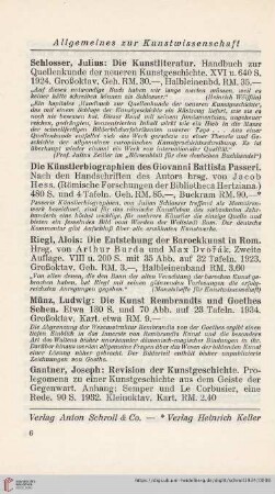 Allgemeines zur Kunstwissenschaft