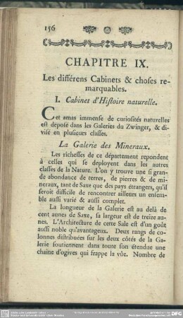 Chapitre IX. Les differens Cabinets & choses remarquables