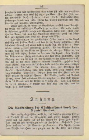 Anhang. Die Ausbreitung des Christenthums durch den Apostel Paulus