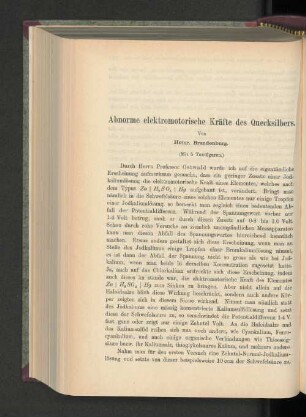 Abnorme elektromotorische Kräfte des Quecksilbers.