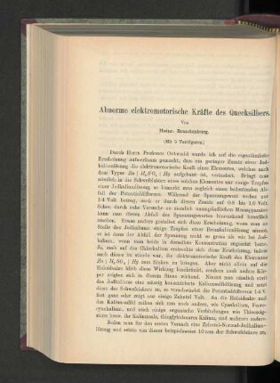 Abnorme elektromotorische Kräfte des Quecksilbers.