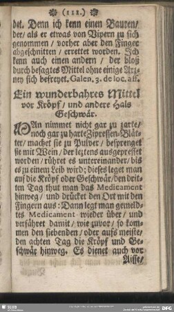 Ein wunderbahres Mittel vor Kröpf, und ander Hals Geschwür