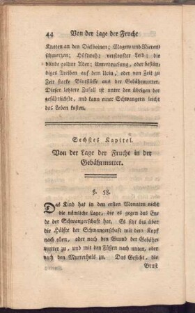 Sechstes Kapitel. Von der Lage der Frucht in der Gebärmutter