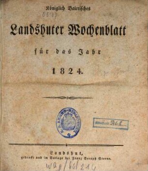 Landshuter Wochenblatt. 1824