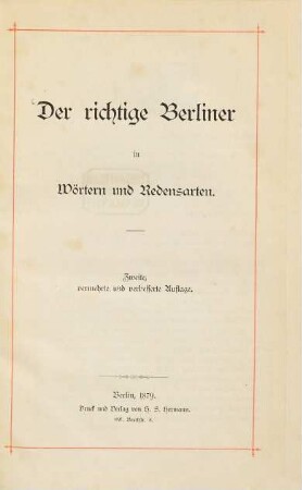 Der richtige Berliner in Wörtern und Redensarten