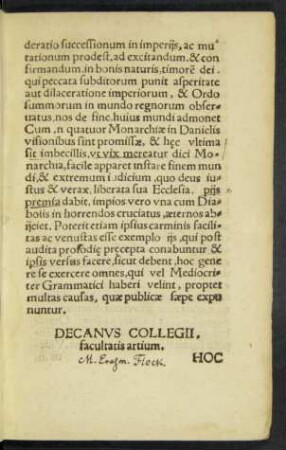 Decanus Collegii. facultatis artium.