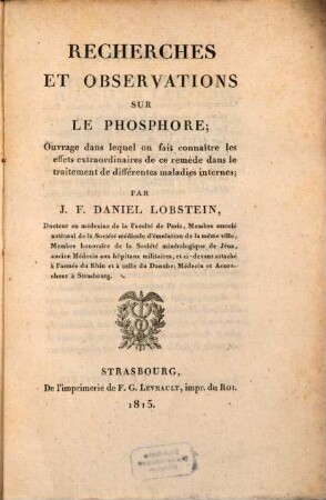 Recherches et observations sur le Phosphore
