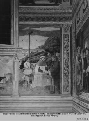 Fresken der Chorkapelle : Vita des heiligen Augustinus : Der heilige Augustinus wird in Italien empfangen