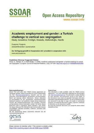 Academic employment and gender: a Turkish challenge to vertical sex segregation