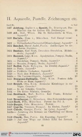 II. Aquarelle, Pastelle, Zeichnungen etc. (Nr. 1427 - 1562)