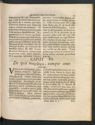 Caput VI. De ipsa ... eamque comitantibus.