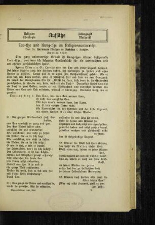 Lao-tsze und Kung-tsze im Religionsunterricht : zweites Stück ; [Fortsetzung]