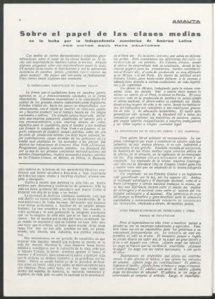 Sobre el papel de las clases medias en la lucha por la independencia económica de América Latina
