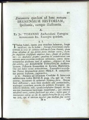 Documenta quaedam ad hanc motuum Bremensium Historiam, spectantia, eamque illustrantia.