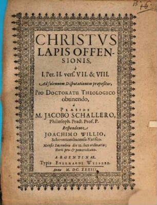 Christus Lapis Offensionis : e I. Pet. II. vers. VII. & VIII.